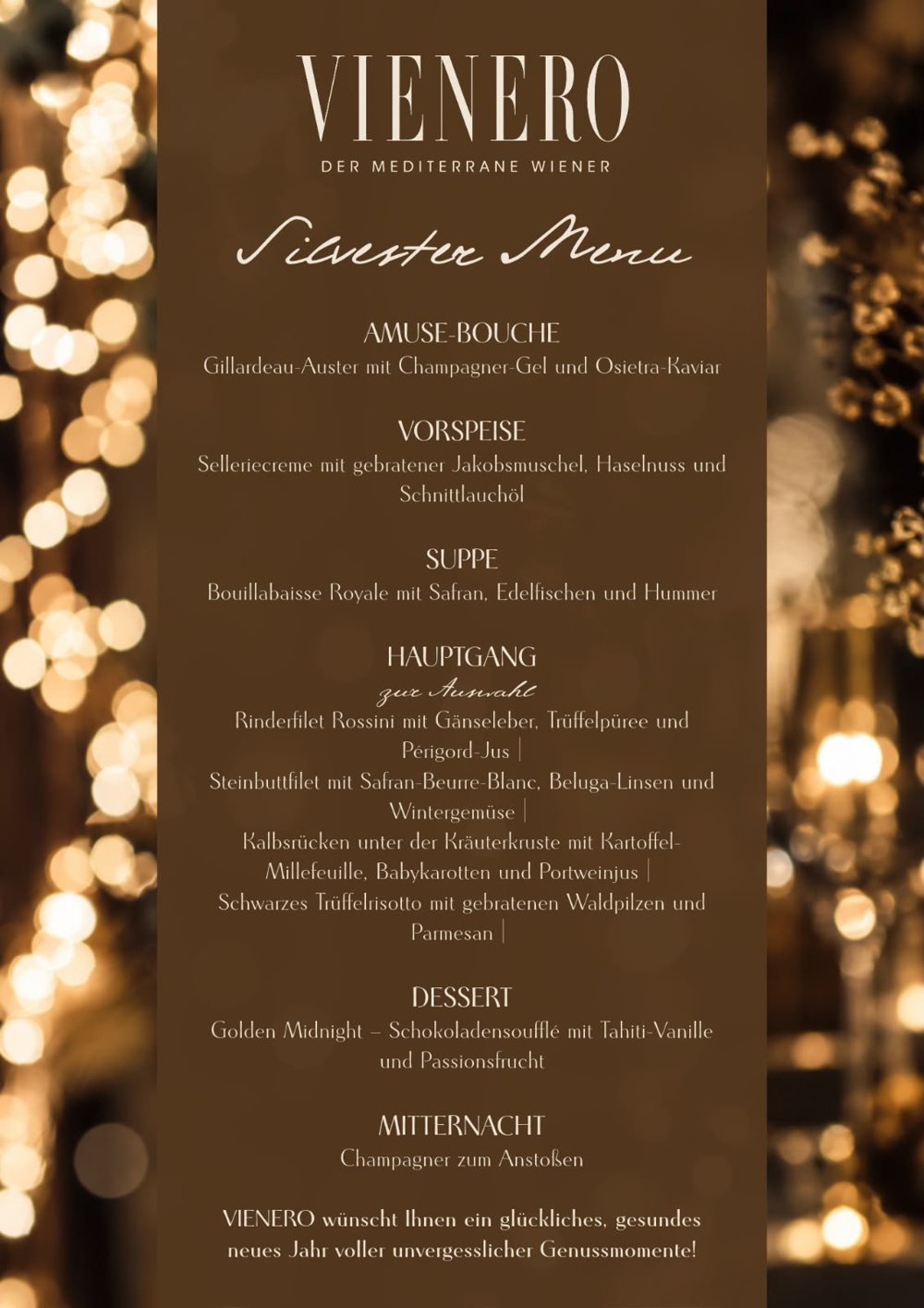 VIENERO New Year's Eve menu